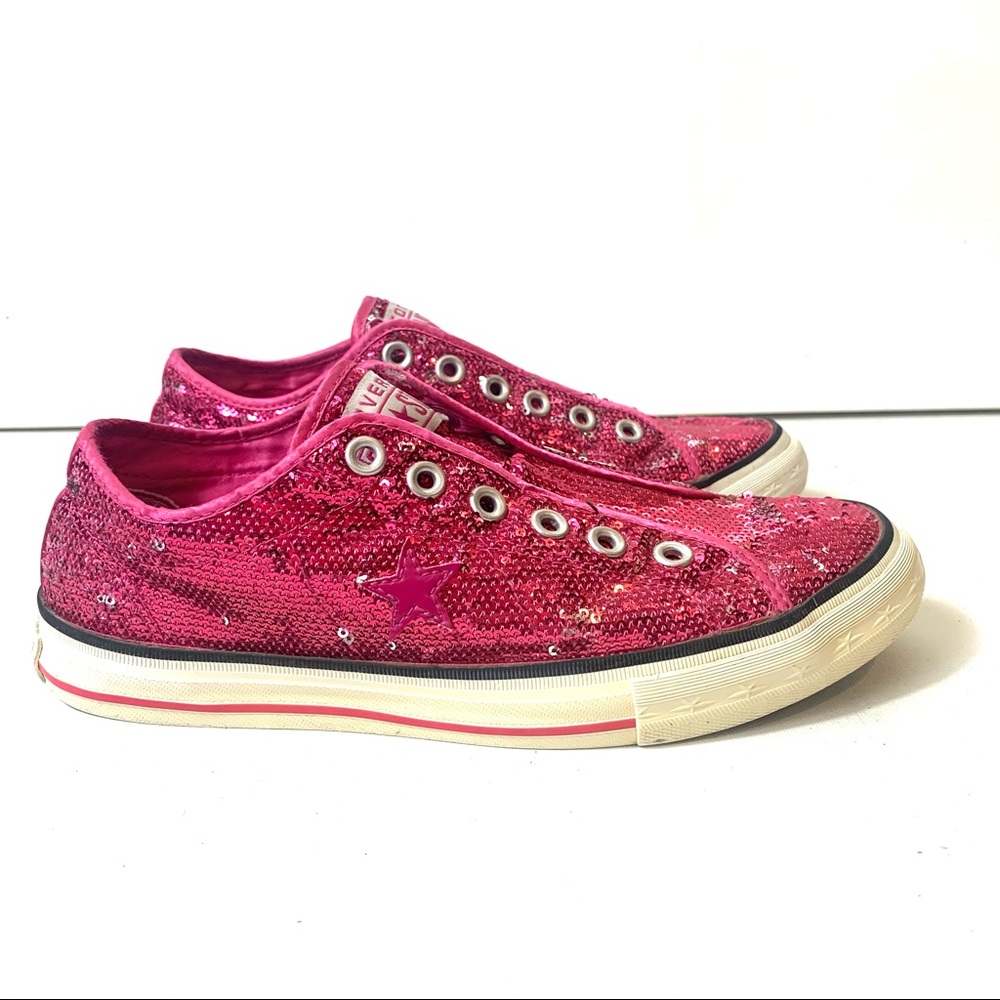 Converse All Star Pink/Silver Glitter Sneakers 8.5